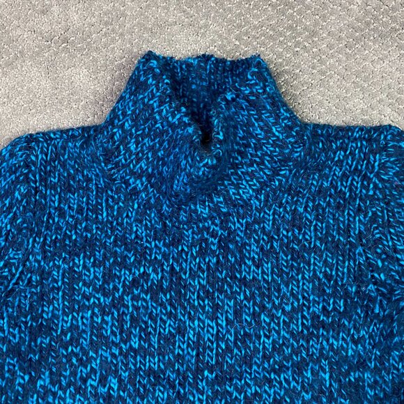 LL Bean Signatures Alpaca Wool Sweater Women's Medium Blue Marled Turtleneck - Picture 2 of 8